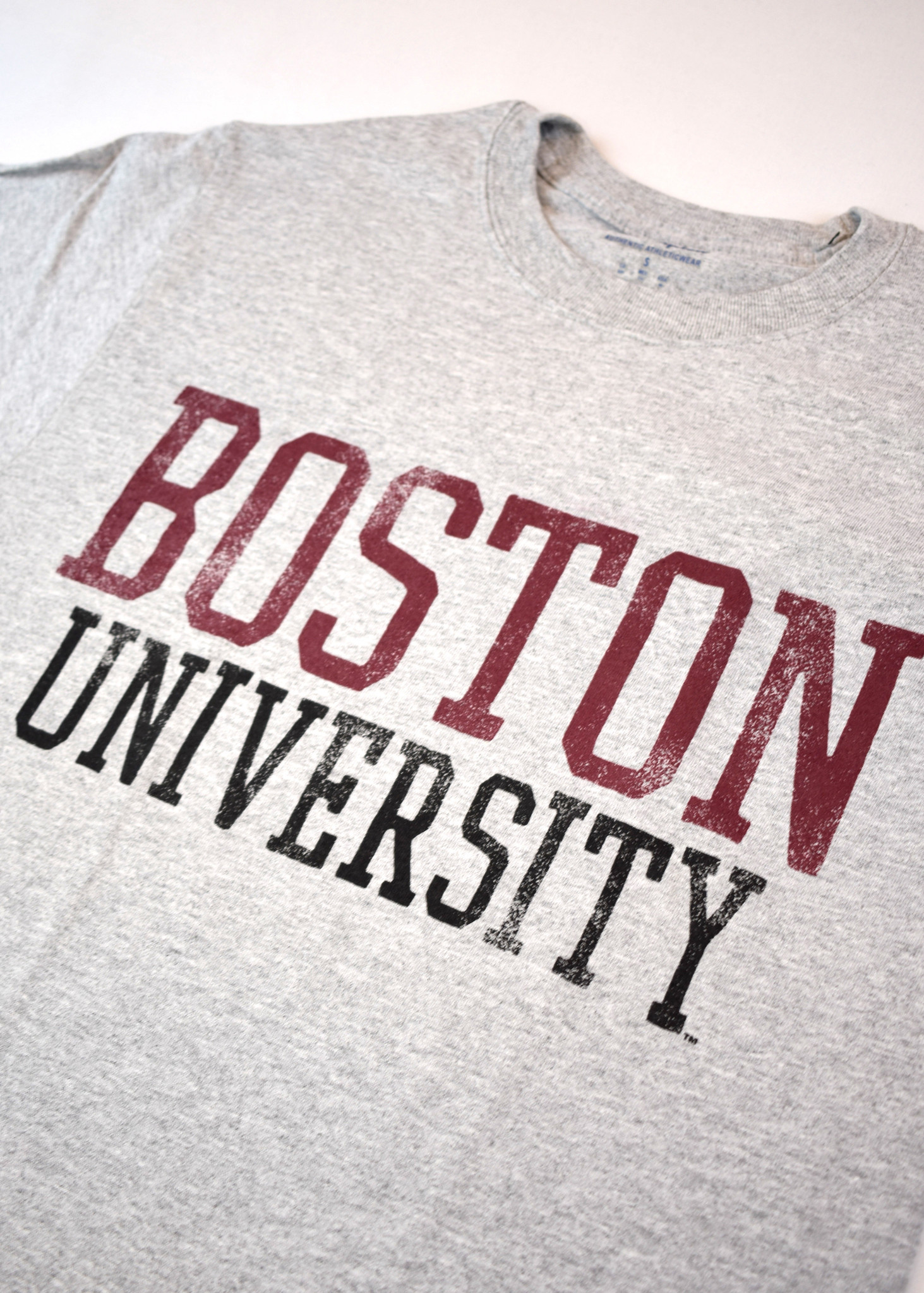 Boston University Champion T-Shirt Sport Grey Distressed Logo